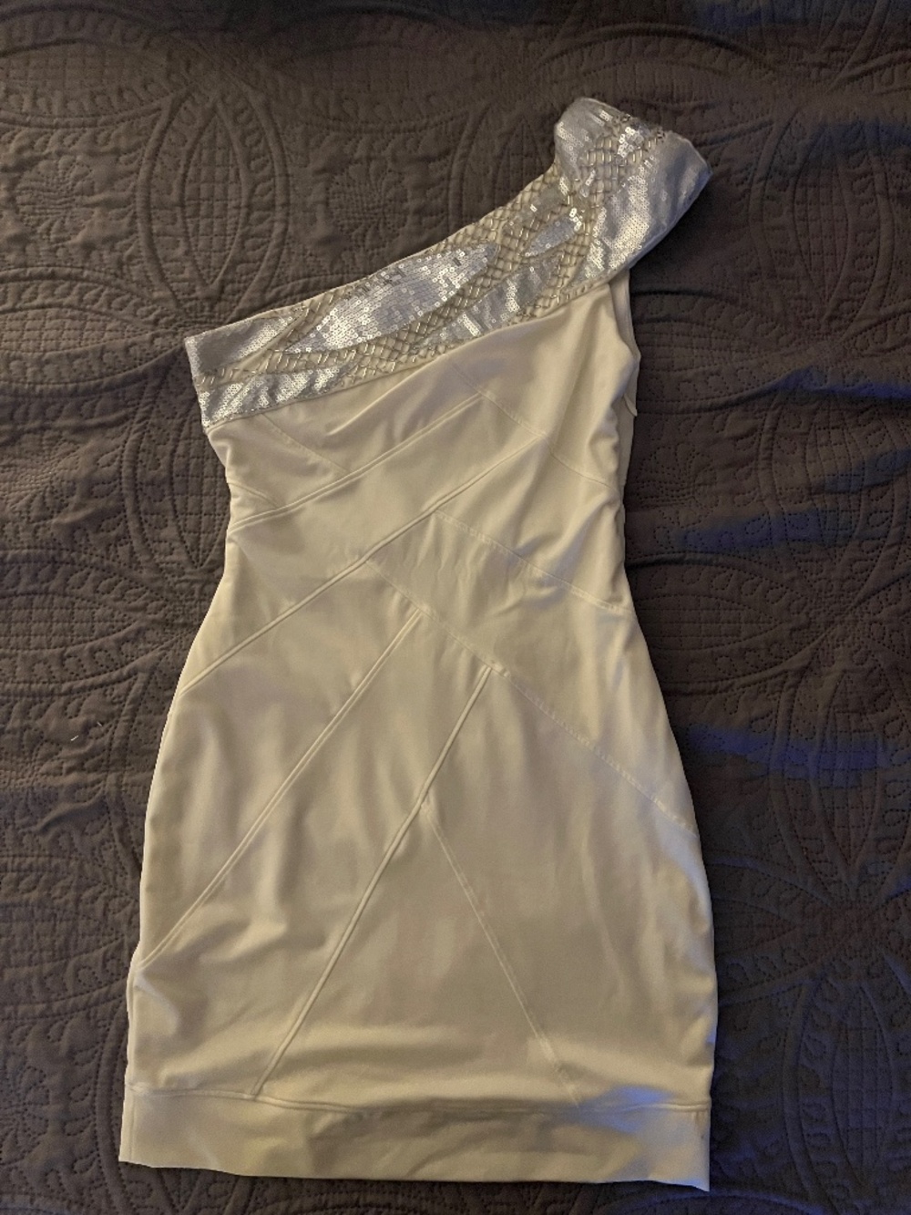 Bebe White Beaded Cocktail Dress